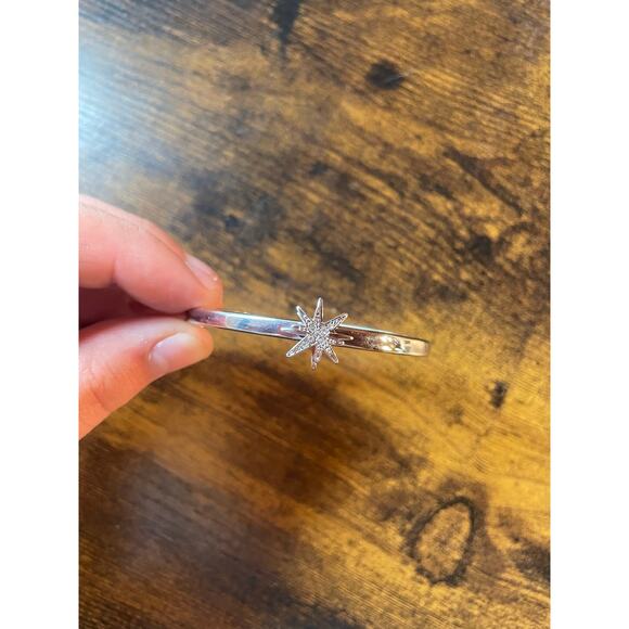 Marlyn Schiff North Star Rhinestone Silver Tone Hinged Bangle Bracelet - Picture 1 of 6